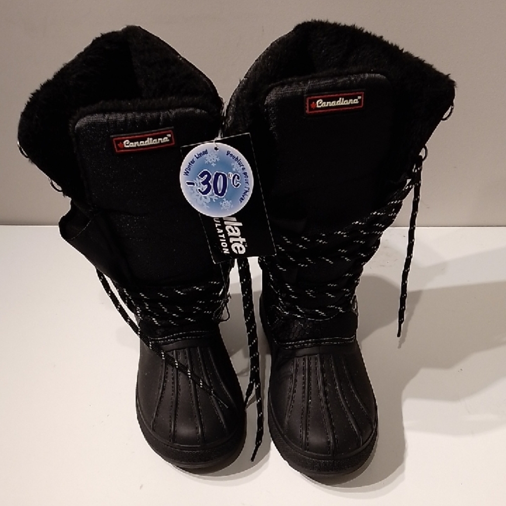 CANADIANA Womens Waterproof Mid Calf Warm Walking Winter Rain Snow Boot